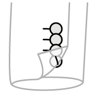 袖口ボタン　4個重ね　本開き